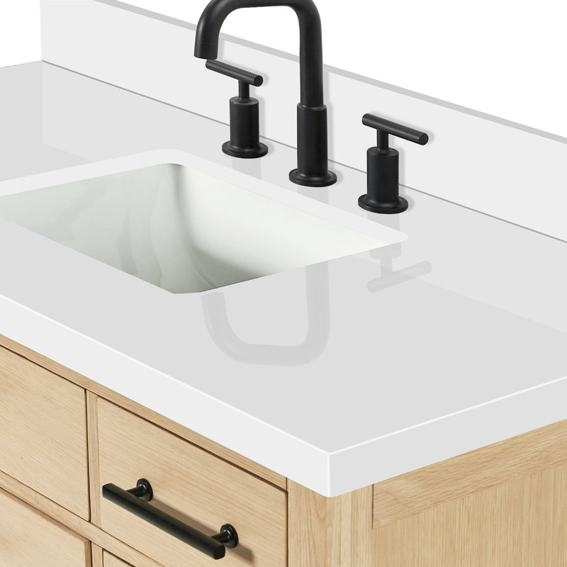ARIEL Camila 61 Single Sink Bathroom Vanity with Pure White Quartz Top, 49", Rectangular