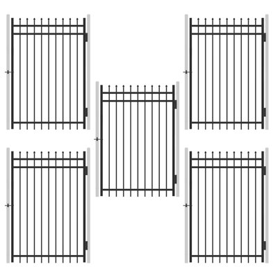 5FT H X 4FT W Pack of 5 Heavy Duty Pinnacle Fence Gate, Metal Garden Fence Gate