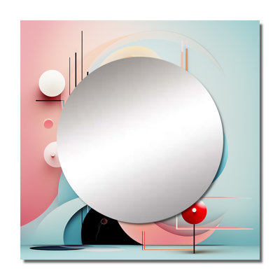 Flowers Of Rhythm In Pink And Blue - Modern Geometric Square Mirror Wall Decor For Bedroom