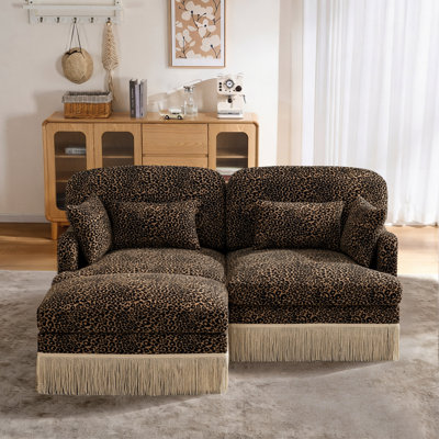 Canapé modulaire en chenille 3 pièces avec repose-pieds Marlow
