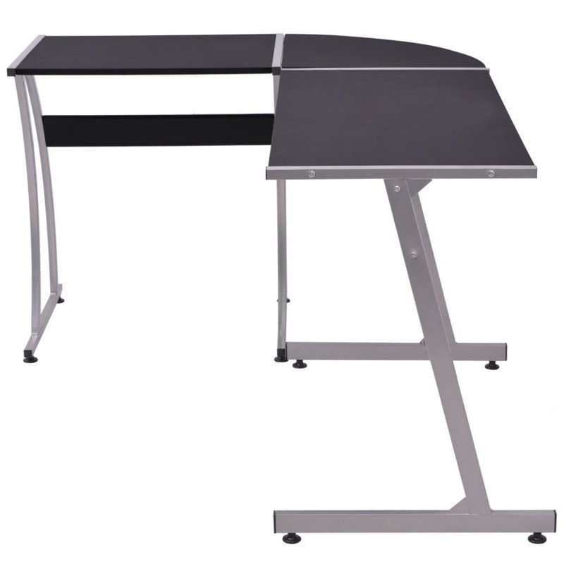 Corner Desk L-Shaped Computer Desk Home Office Workstation Writing Desk, Black/Gray