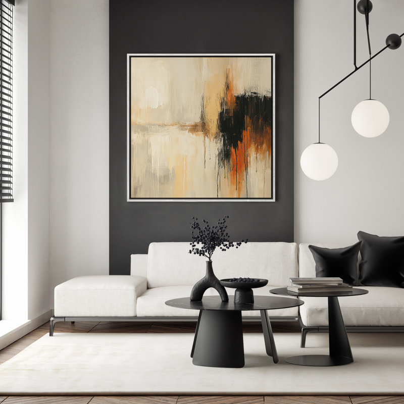 Art mural encadré abstrait rétro antique classique pour chambre à coucher, H 16 po x l 16 po, Blanc