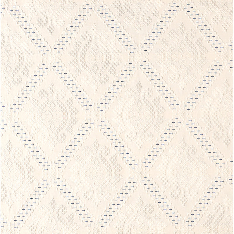 Tissu Eugenie Matelassé, Ivoire / Bleu