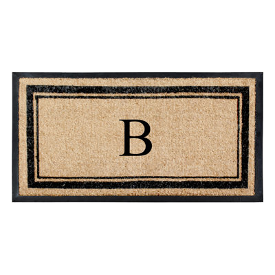 Markham Classic Border Monogrammed Outdoor Entrance Doormat, 24"x48" — Heavy-Duty, Durable, Non-Slip Door Mat