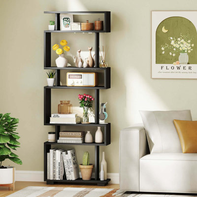1 PCS Bookcase 6-Tier Bookshelf with Anti-Tipping Kit Freestanding Display Shelf