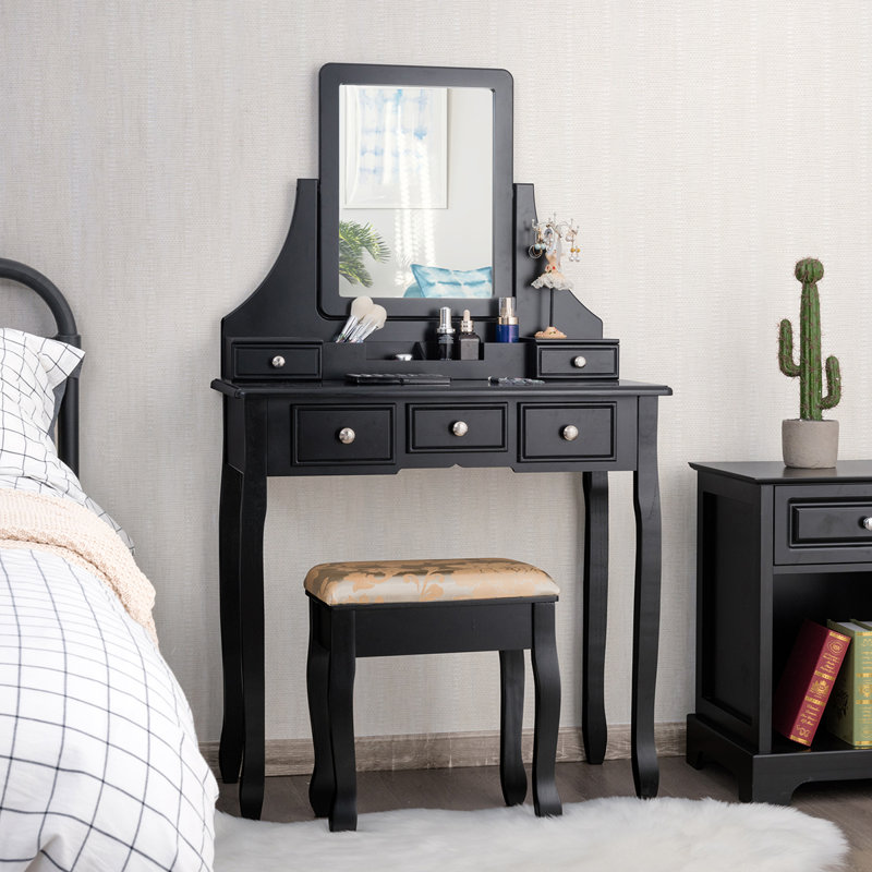 Berggren Dressing Table with Mirror, Black