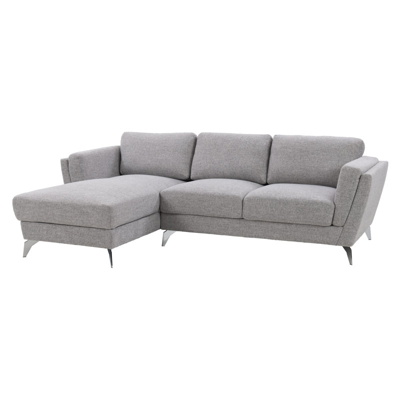 Upholstered 83 " L-Shaped Sofa & Chaise, Light Gray Polyester Blend, Left
