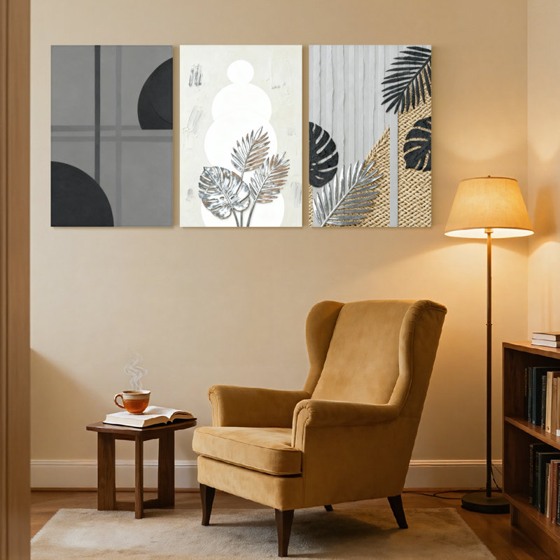 «Boho Contemporary», ensemble de 3 reproductions d'art sur toile, H 30 po x l 60 po