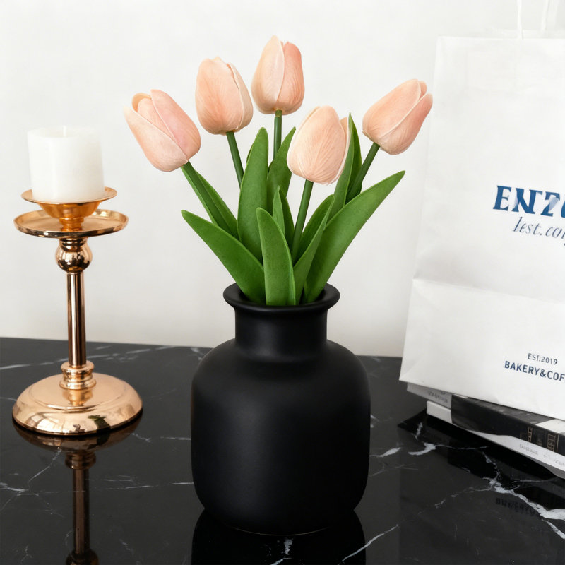 5 pièces de fleurs artificielles tulipe rose clair, fleurs artificielles, printemps, fête des mères, cadeaux de la Saint-Valentin de Pâques, cuisine à domicile, décorations de table de mariage