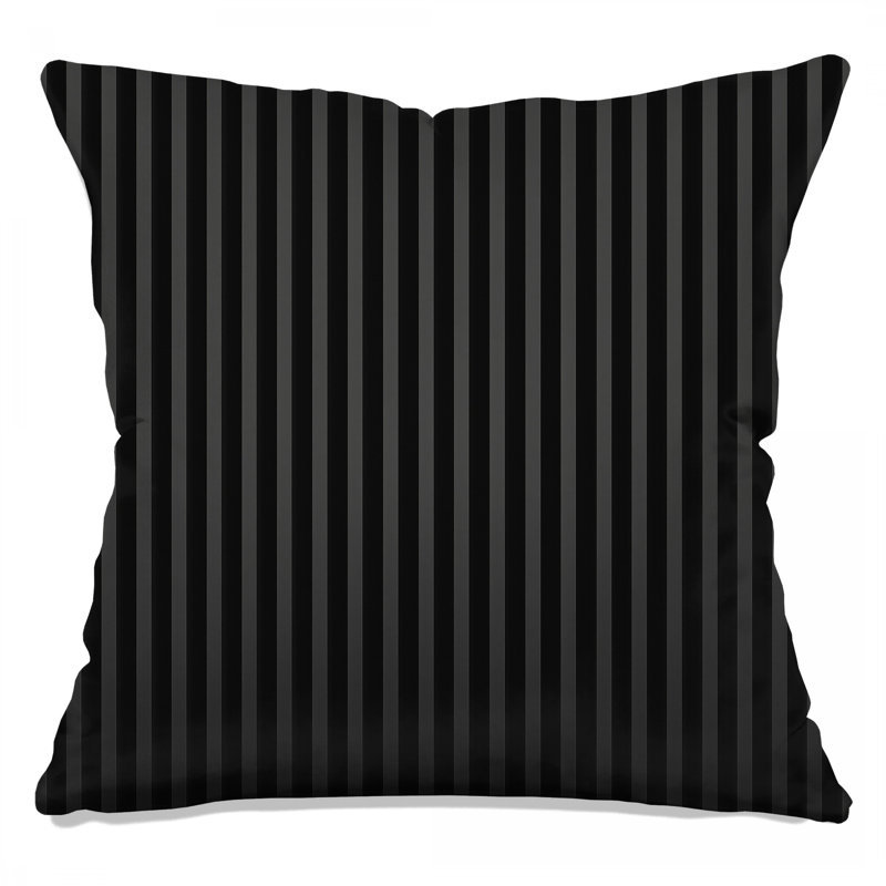 Coussins décoratifs noirs à rayures verticales, 18 po x 18 po
