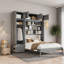 Lit escamotable grand format compact avec panneau de fibres à densité moyenne gris, conception moderne pour les petites maisons