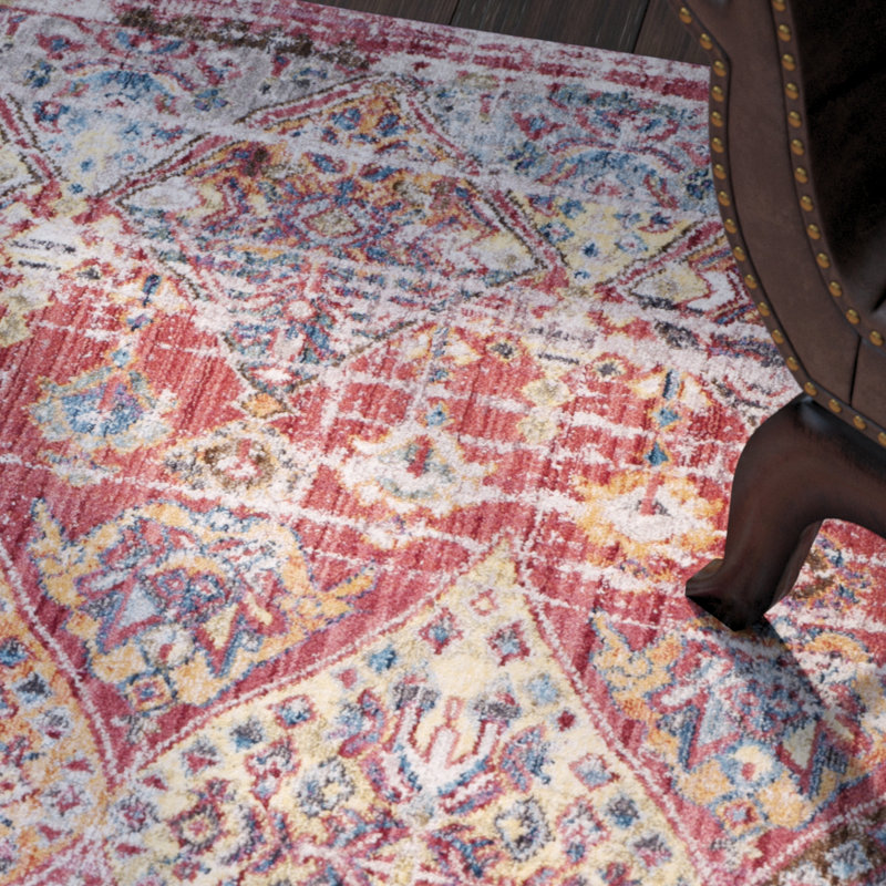 Culross Ikat Rose Area Rug, Rectangle 3' x 5'