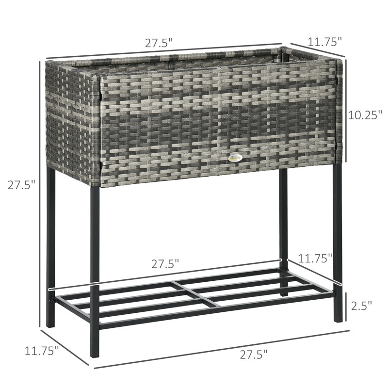 Gray Raised Garden Box, Design For Herbs, Veggies, Flowers, With Tool Storage Quirky Flower Holder, Style In Floral Arrangements, Mastery