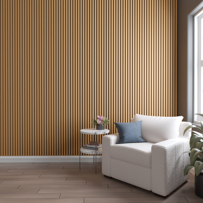Panneau mural à petites lattes concave à réduction de bruit AcoustixPro 11 po x H 94 1/2 po (paquet de 2), Érable miel