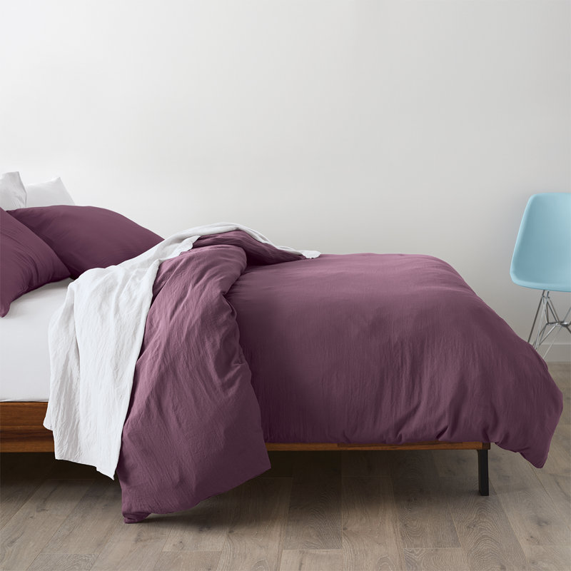 HOME Collection Triple Brushed Microfiber Duvet Set, King, Eggplant