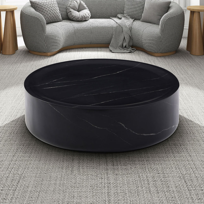 Table basse, table basse, table de salon avec plateau rond, Noir, noir, noir, noir, H 12 po x L 39,37 po x l 39,37 po