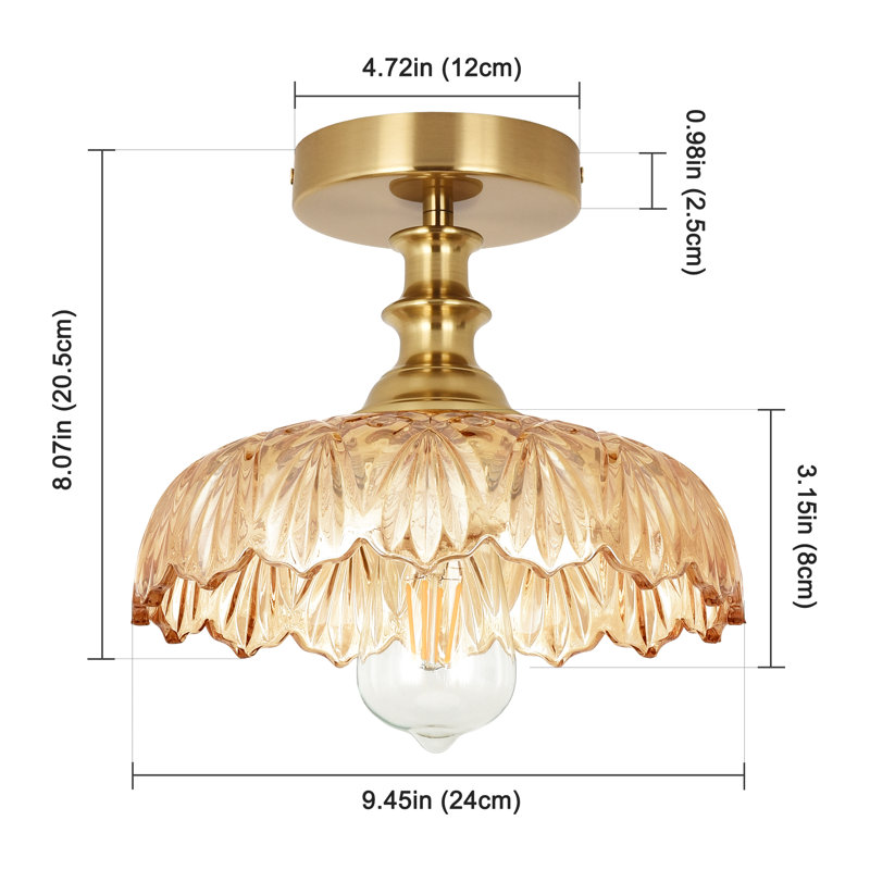 Junathean Glass Semi Flush Mount, Amber