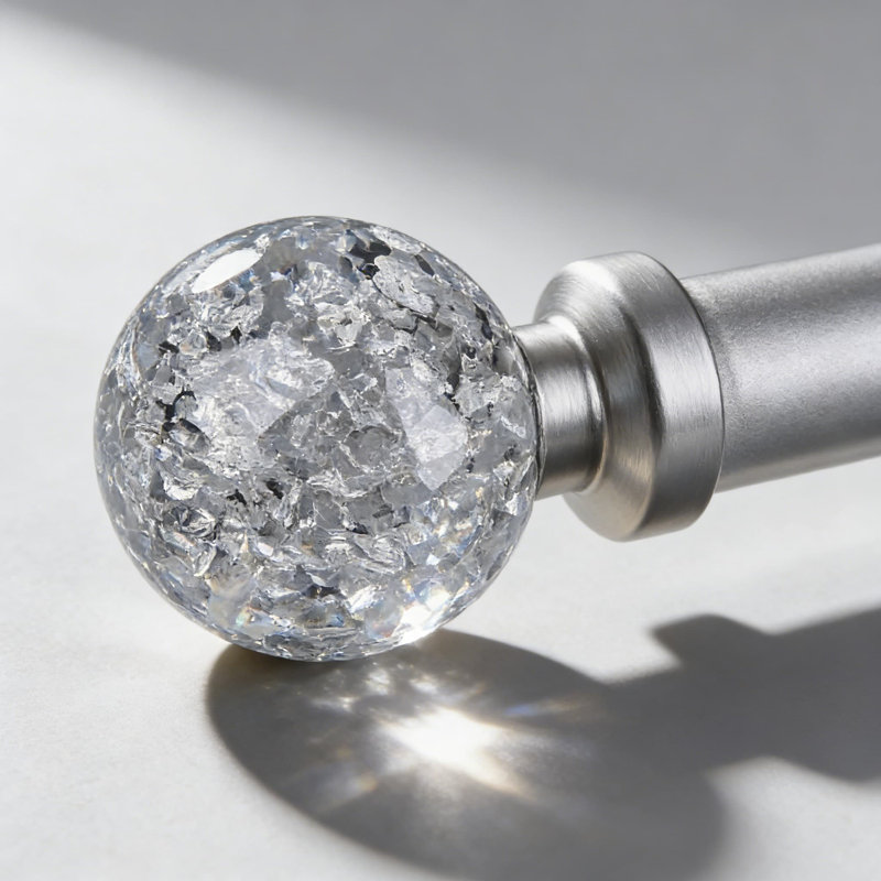 Tringle à rideaux ajustable robuste avec embouts en boule de cristal, tringle à draperie de 1 pouce de diamètre pour fenêtres de 30 à 120 pouces, tringle à rideaux décorative moderne argentée