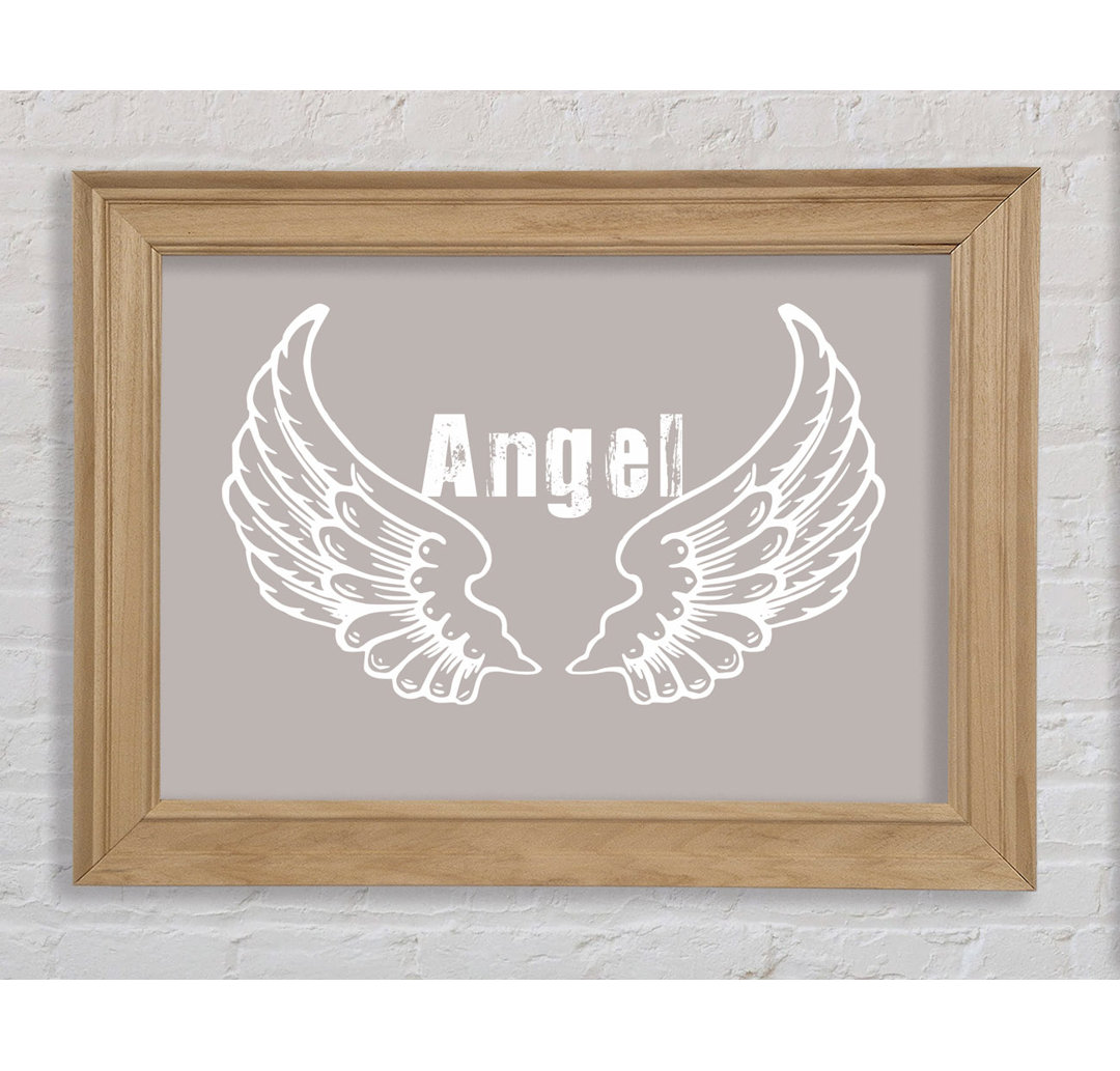 Mädchenzimmer Zitat Angel Wings 2 Beige - Bilderrahmen Kunstdrucke