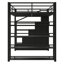 Lit mezzanine double en métal avec tablettes de rangement, armoires et garde-robe, noir