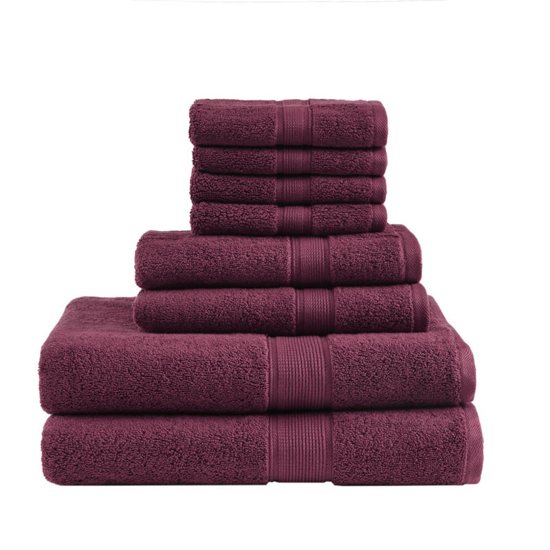 Cotton Bath , Burgundy, 8 Piece Towel Set