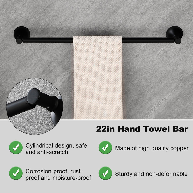 6pcs Brass Bathroom Hardware Set,hand Towel Bar,toilet Paper Holder,robe Hook,towel Bar,wall Mounted Bathroom Accessories Set