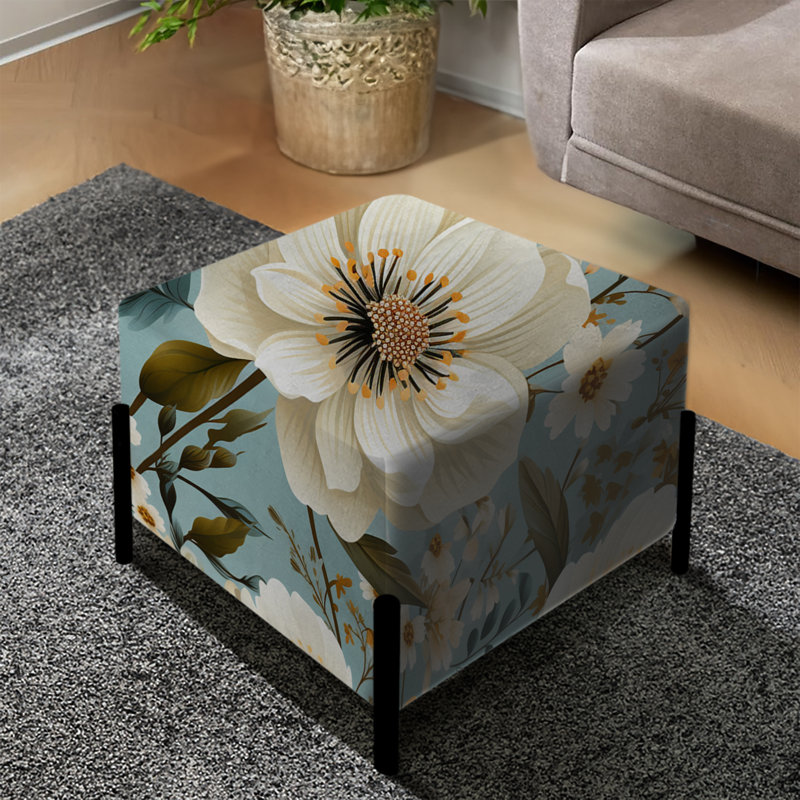Motif floral orange rustique élégant II - repose-pieds carré floral