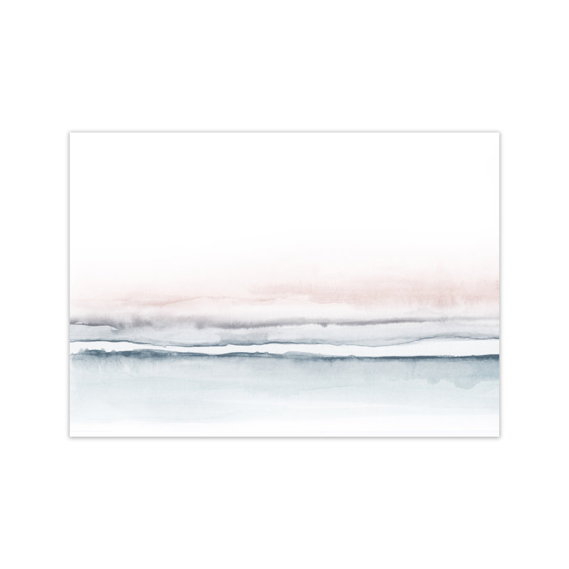 Minimal Watercolour Landscape I - Indigo & Pink 1 Piece Wall Art, 42cm H x 59cm W x 1cm D, Paper