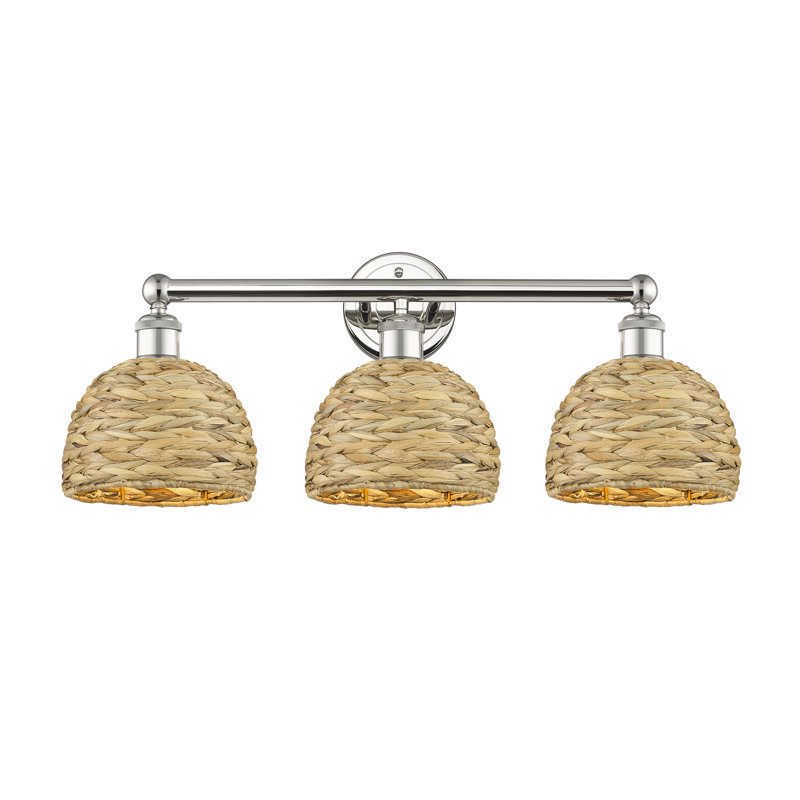 Alyxandrea - 3 lumières - Abat-jour naturel - Éclairage pour meuble-lavabo, Cream/Antique Brass