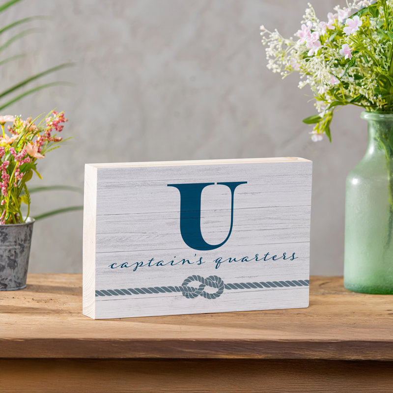 Capitaine en bois côtier monogramme 12 po x 8 po