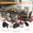63''L x 37.8''W Outdoor Rectangular Table with 6 Swivel Chairs - Durable Patio Dining Set for Outdoor Entertaining-87657127