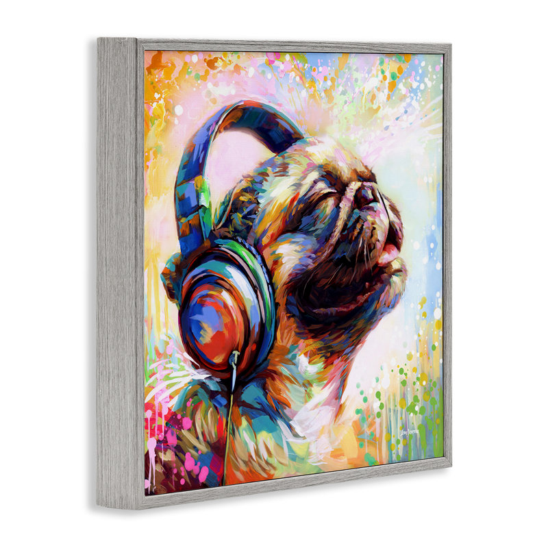 «Blissful Music Pug», estampe numérique par Leon Devenice, Estampe numérique Farmhouse, H 24 po x l 24 po