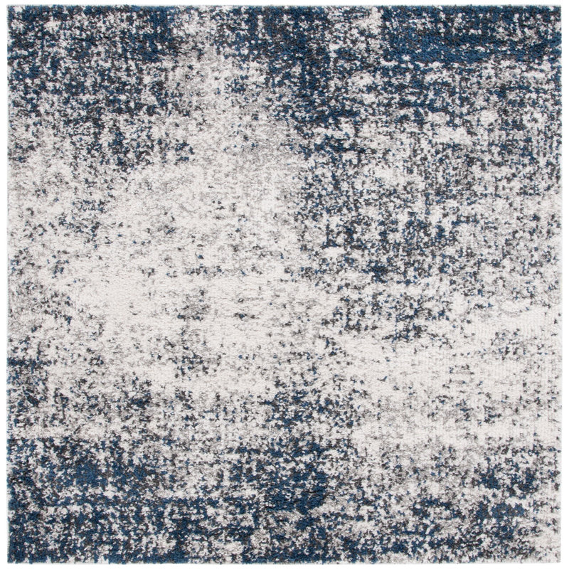 Mertens Abstract Machine Woven Area Rug , Square 4'