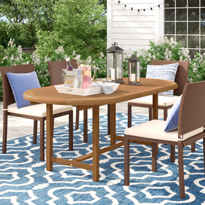 Alyisa Extendable Oval Teak Outdoor Dining Table