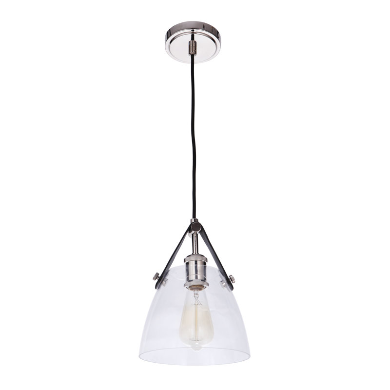 Luminaire suspendu conique à 1 lumière Fransen, Nickel poli