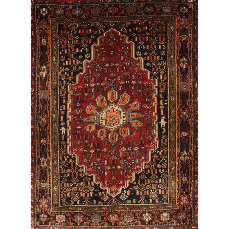 Tapis traditionnel rouge / brun, Rectangle 5 pi x 7 pi