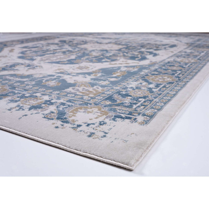 Tapis oriental bleu Staton, Rectangle 5 pi 3 po x 7 pi 7 po