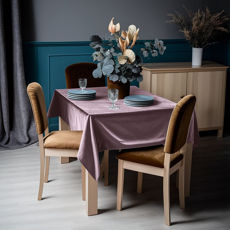 Luxury Matte Velvet Round Tablecloth, 72 Lavender