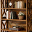 Bibliothèque classique en bois, tablettes élégantes, bibliothèque autoportante robuste