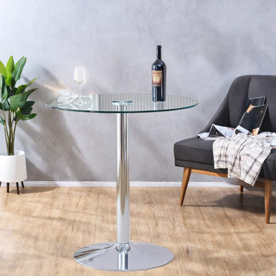 Space Saving Dining Tables (table Only, No Chairs, Complete With Top And Legs), 35 Inch Glass Metal Modern Home Dining