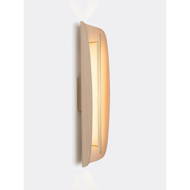 Grata LED Wall Sconce, Brushed Brass, White Washed Oak, 3500K - Cool White