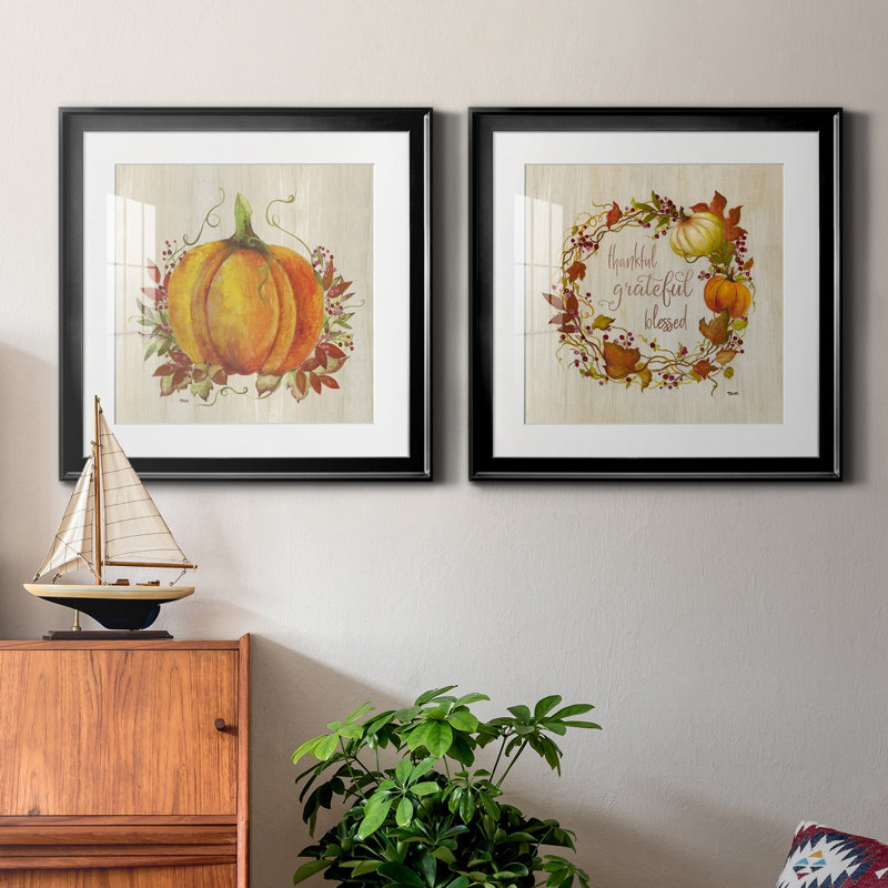«Pumpkin In Fall», ensemble de 2 reproductions de cadres photo, Noir, H 17,5 po x l 35 po x P 1,5 po