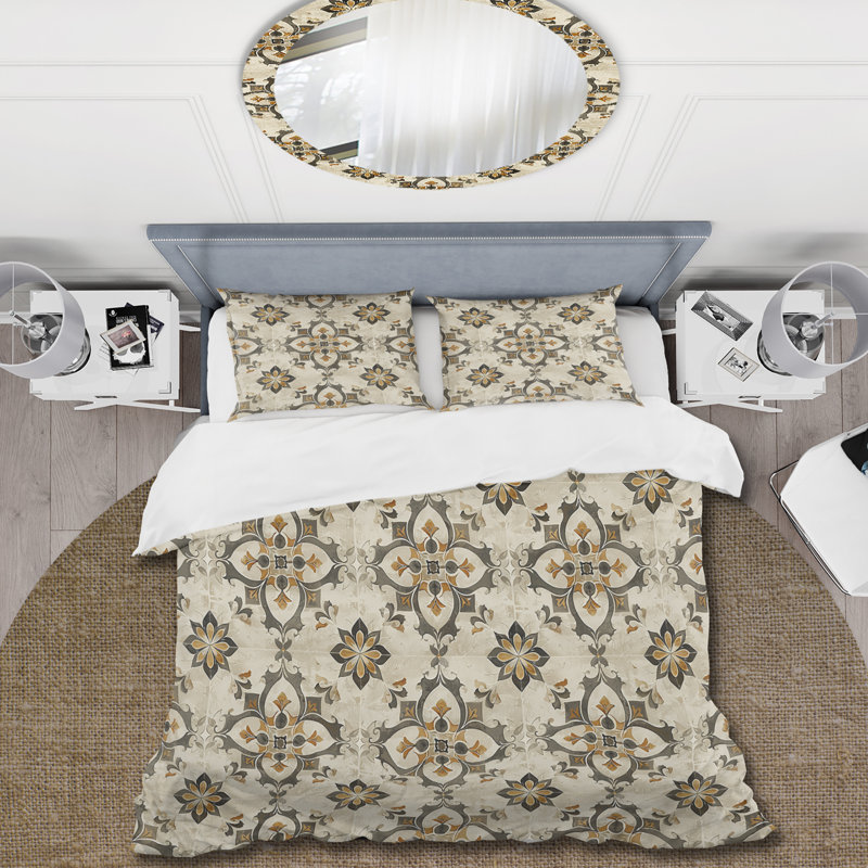 Ensemble de housse de couette beige et noir, Housse de couette très grand + 2 taies décorativ