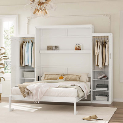 Lit escamotable avec deux garde-robe et tablette de rangement