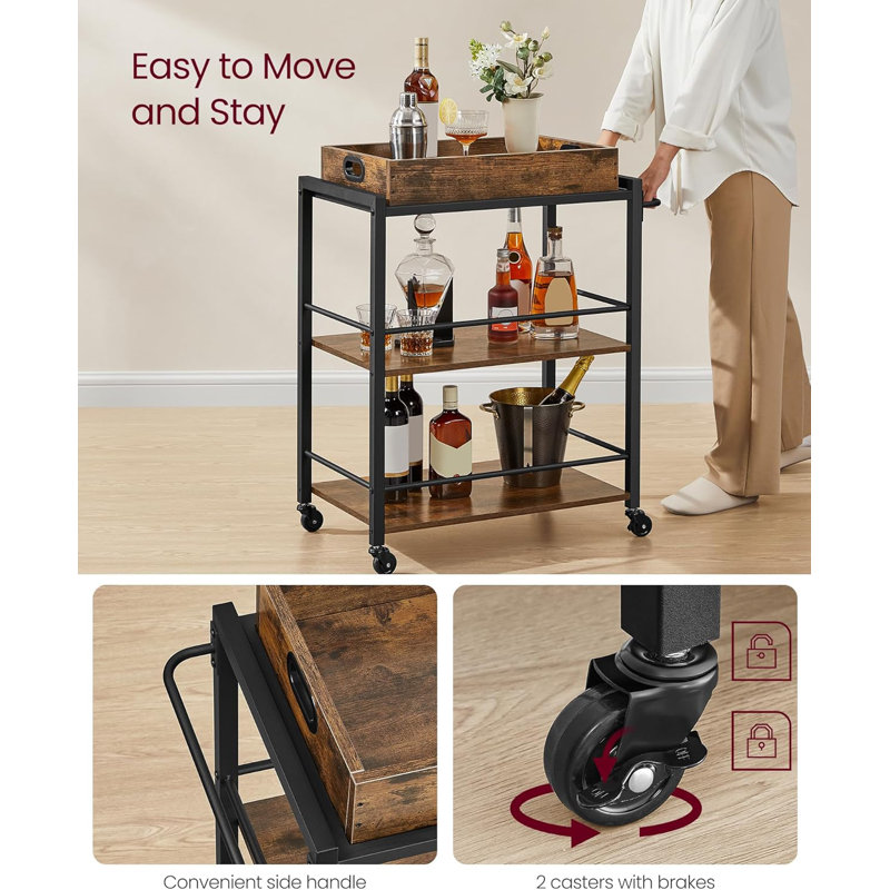 Kitchen Serving Cart with Removable Tray