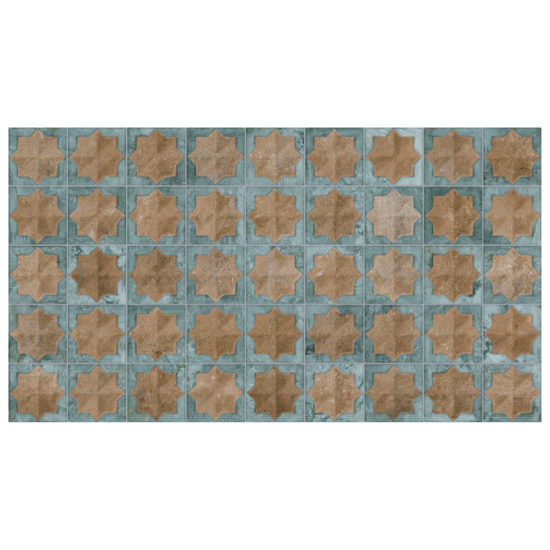 Tetuan Astre 12.13 in. x 21.88 in. Glazed Porcelain Tile, Brown/Blue