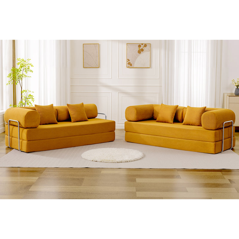 Convertible Six Person Fabric Sofa Bed, High Rebound Density Sponge Sofa, Ginger