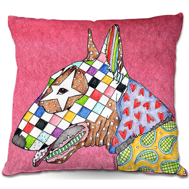  Coussin Couch Bull Terrier, 20 po x 20 po, Rose