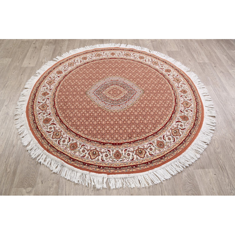Tapis de oriental rouille/zone blanche rond