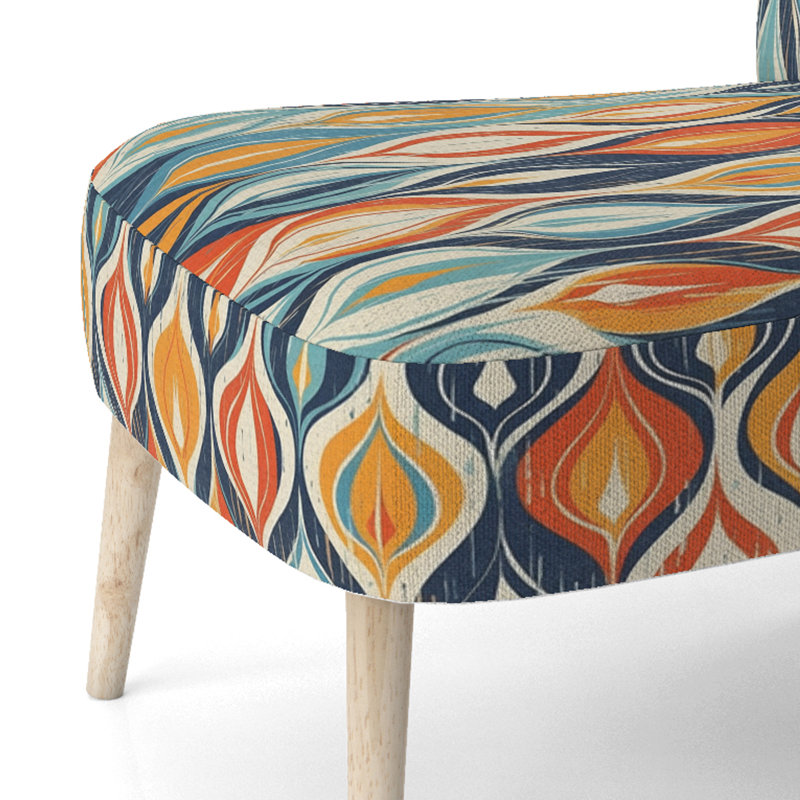 Orange et bleu Botanical Symphony III - Chaise d'appoint rembourrée contemporaine, chaise d'appoint abstraite moderne